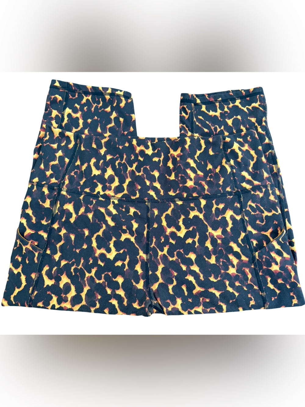 Fabletics PURELUXE Leopard Print Active Leggings Orange & Black Women’s Size L